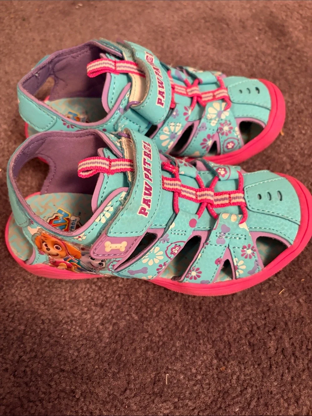 Paw Patrol Teal and Pink Floral Kids Sandals